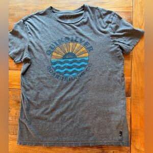 Quiksilver Charcoal and Blue Graphic Tee